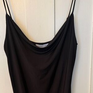 Sincerly Jules Black Cowl-Neck Spaghetti Strap midi dress